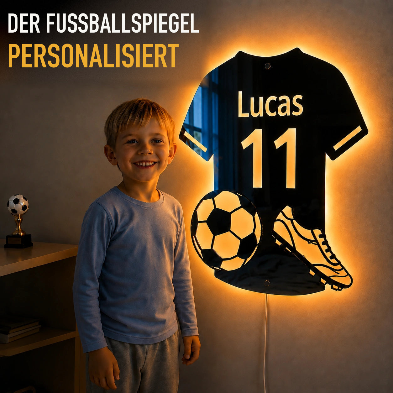 TRIKOLUMO personalisierter LED-Fußballspiegel