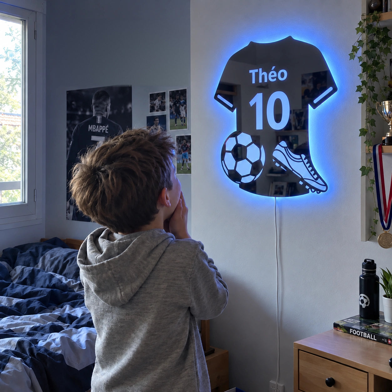 LED-Fußballspiegel im Zimmer